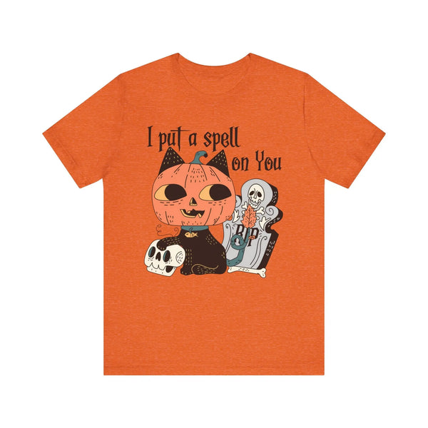 Vintage Pumpkin Cat Halloween Shirt - Spooky Graveyard Kitty Graphic Tee