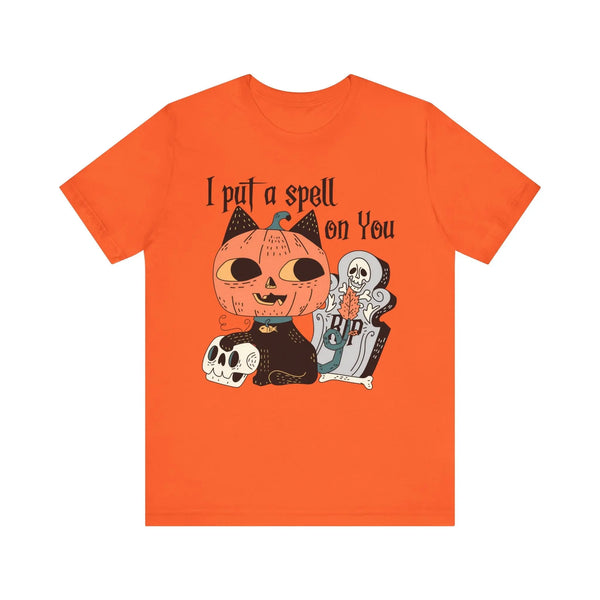 Vintage Pumpkin Cat Halloween Shirt - Spooky Graveyard Kitty Graphic Tee