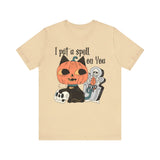 Vintage Pumpkin Cat Halloween Shirt - Spooky Graveyard Kitty Graphic Tee