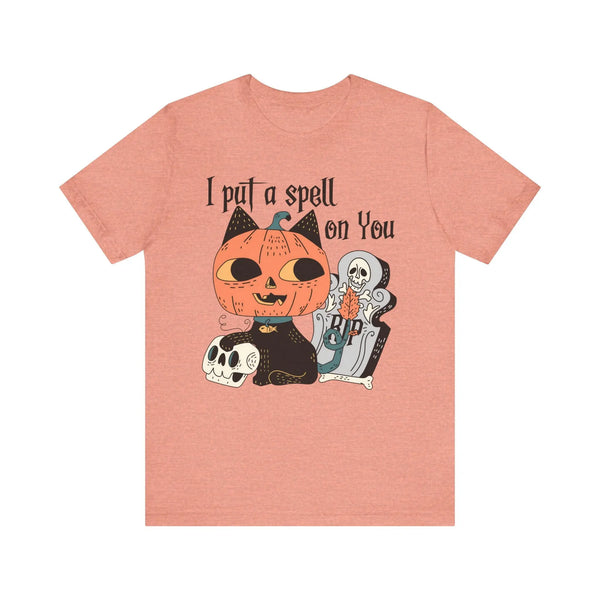 Vintage Pumpkin Cat Halloween Shirt - Spooky Graveyard Kitty Graphic Tee