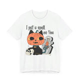 Vintage Pumpkin Cat Halloween Shirt - Spooky Graveyard Kitty Graphic Tee