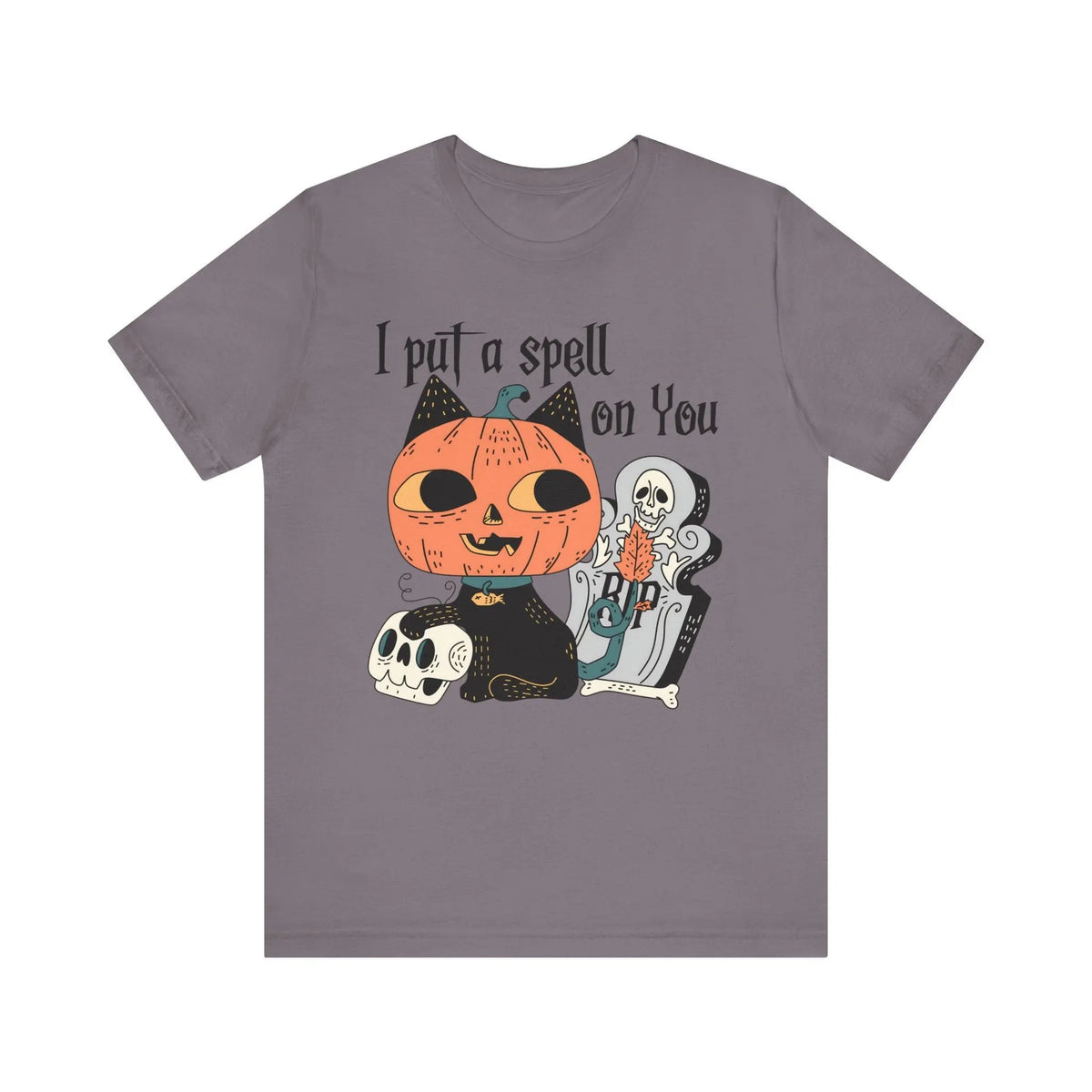 Vintage Pumpkin Cat Halloween Shirt - Spooky Graveyard Kitty Graphic Tee