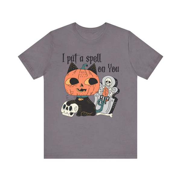 Vintage Pumpkin Cat Halloween Shirt - Spooky Graveyard Kitty Graphic Tee