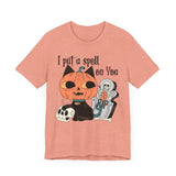 Vintage Pumpkin Cat Halloween Shirt - Spooky Graveyard Kitty Graphic Tee