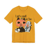 Vintage Pumpkin Cat Halloween Shirt - Spooky Graveyard Kitty Graphic Tee