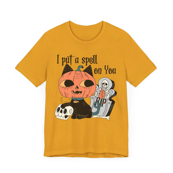 Vintage Pumpkin Cat Halloween Shirt - Spooky Graveyard Kitty Graphic Tee