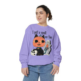 Vintage Pumpkin Cat Halloween Sweatshirt - Spooky Graveyard Kitty Graphic Sweater