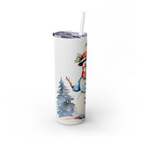 Whimsical Snowman Christmas Tumbler - Snowman Family with Hats and Scarves