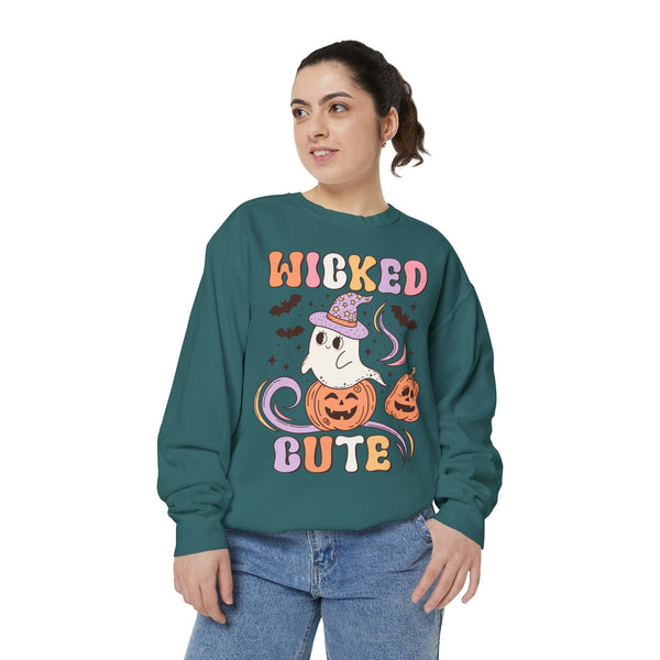 Wicked Cute Halloween Sweatshirt - Adorable Ghost with Pumpkins Graphic Sweater