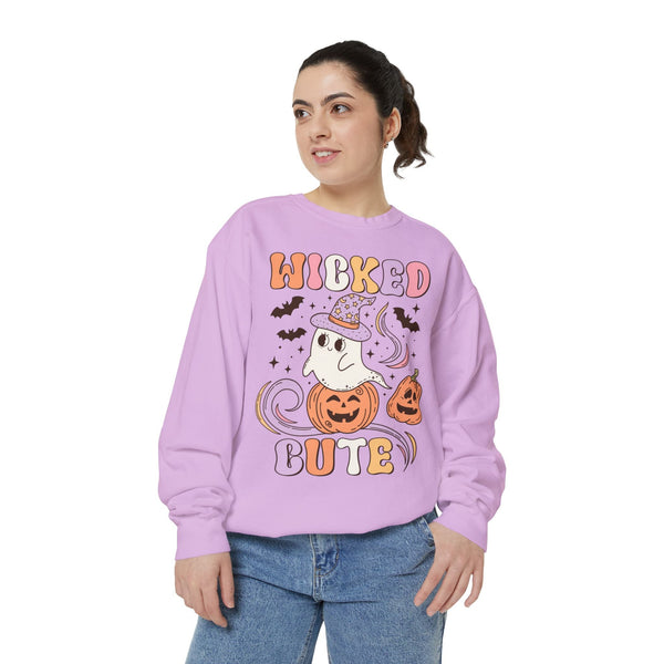 Wicked Cute Halloween Sweatshirt - Adorable Ghost with Pumpkins Graphic Sweater