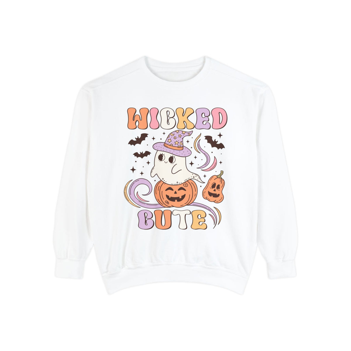 Wicked Cute Halloween Sweatshirt - Adorable Ghost with Pumpkins Graphic Sweater