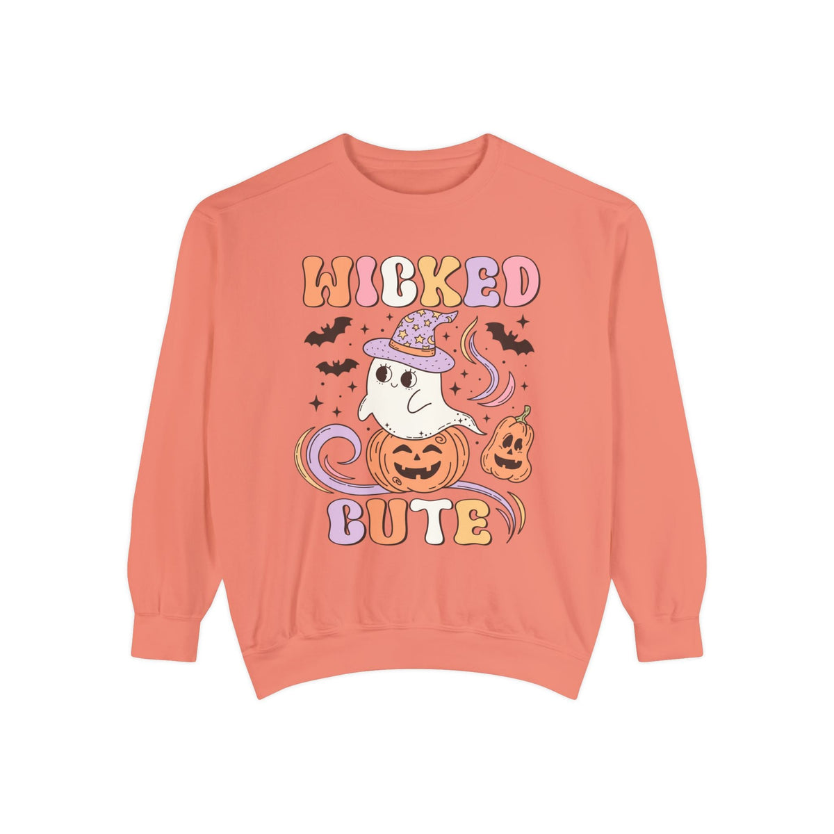 Wicked Cute Halloween Sweatshirt - Adorable Ghost with Pumpkins Graphic Sweater