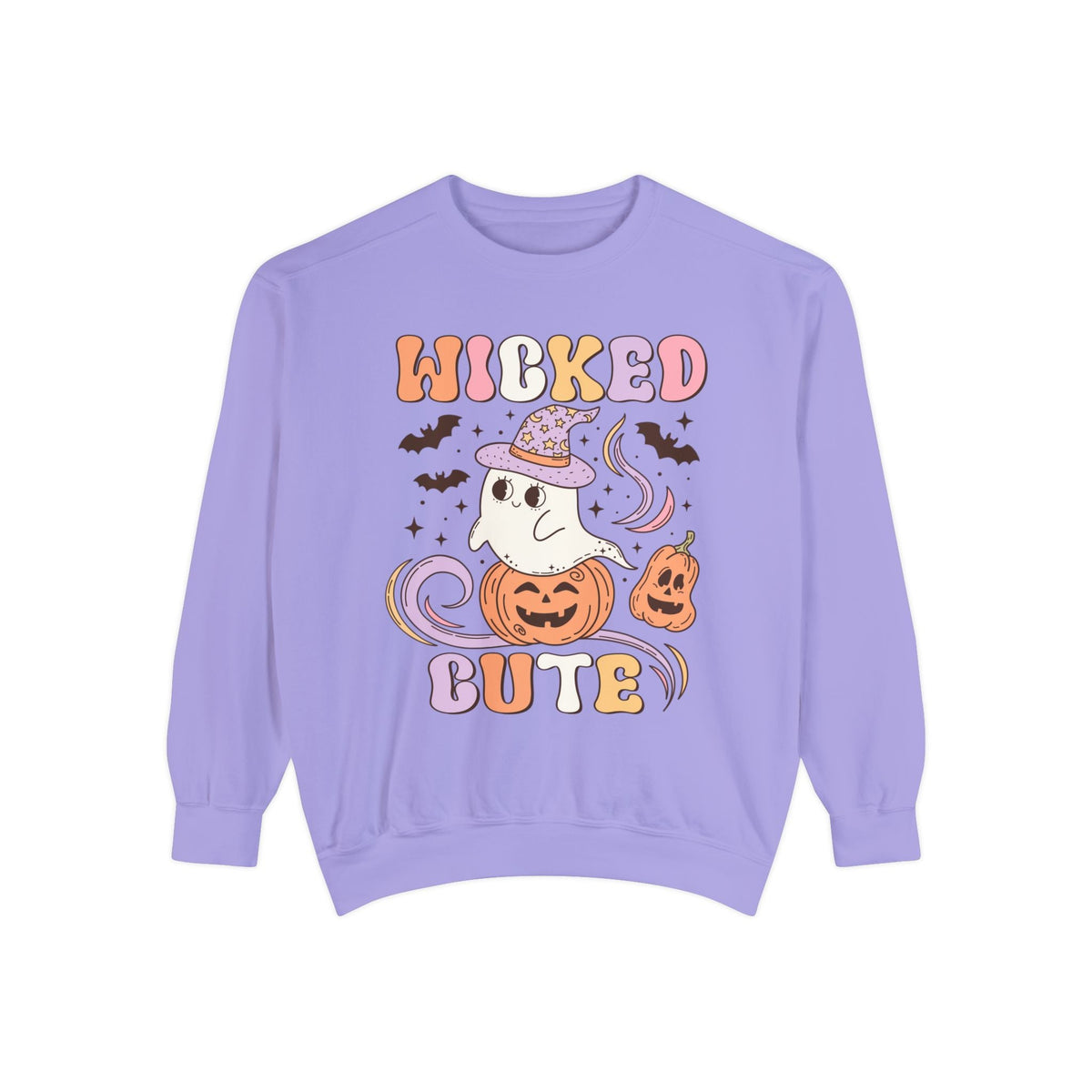 Wicked Cute Halloween Sweatshirt - Adorable Ghost with Pumpkins Graphic Sweater