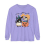 Witchy Cat Halloween Long Sleeve T-Shirt - Magic Cauldron & Spellbook Kitty Graphic Tee