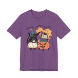 Witchy Cat Halloween Shirt - Magic Cauldron & Spellbook Kitty Graphic Tee