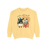 Witchy Cat Halloween Sweatshirt - Magic Cauldron & Spellbook Kitty Graphic Sweater