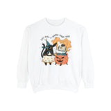 Witchy Cat Halloween Sweatshirt - Magic Cauldron & Spellbook Kitty Graphic Sweater