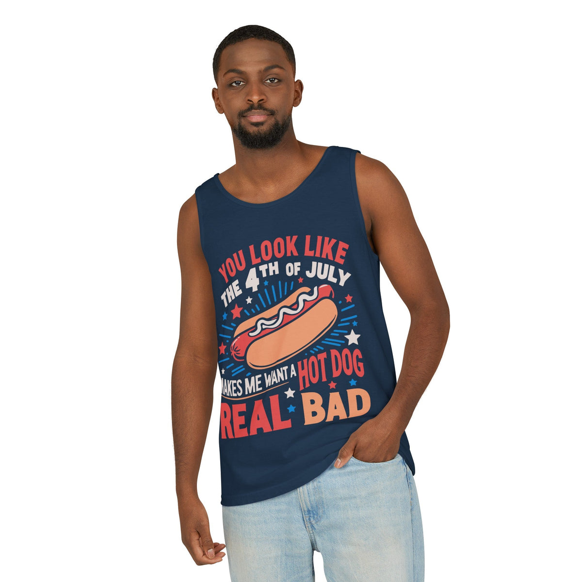 You Look Like the 4th of July Unisex Garment-Dyed Tank Top