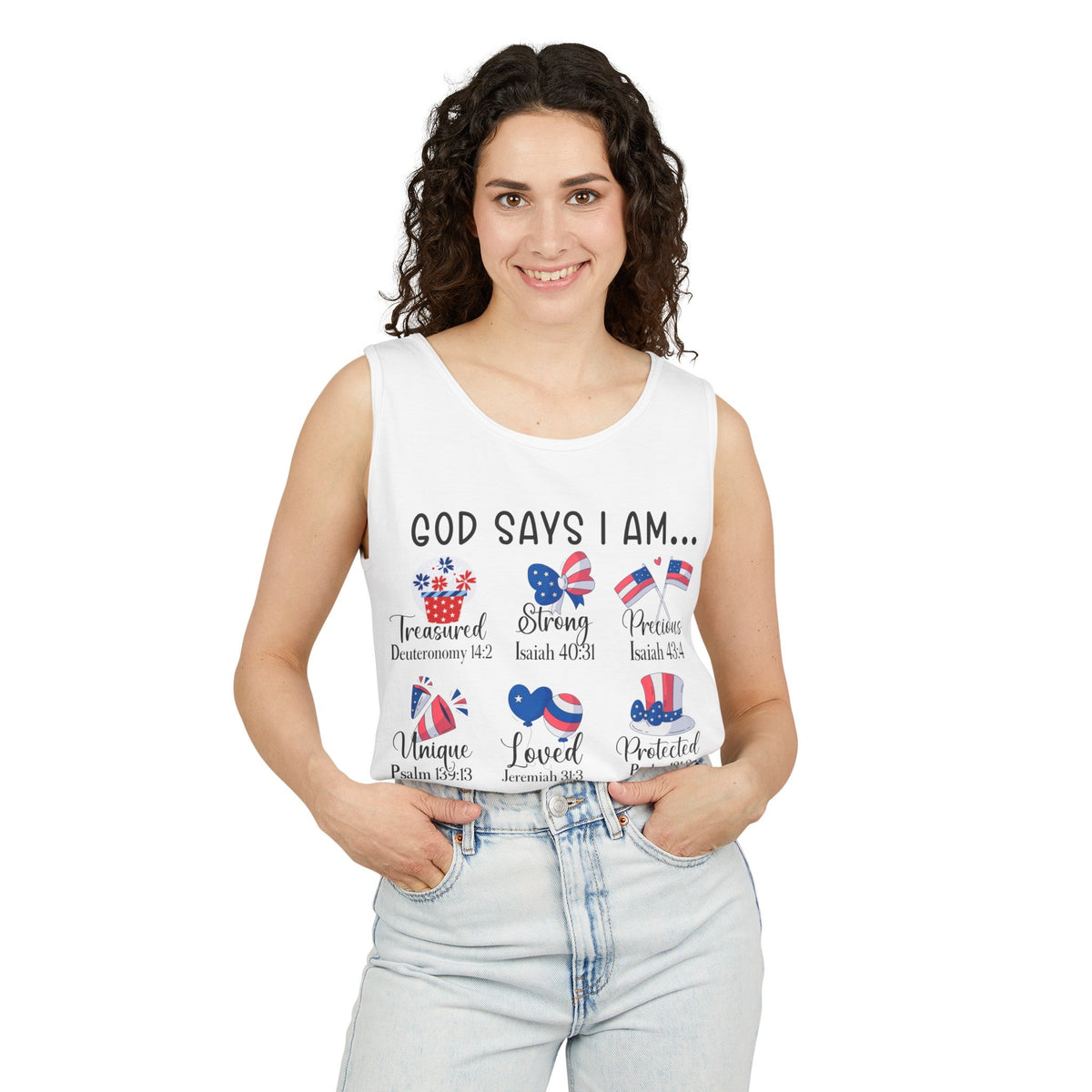 god says i am Unisex Garment-Dyed Tank Top