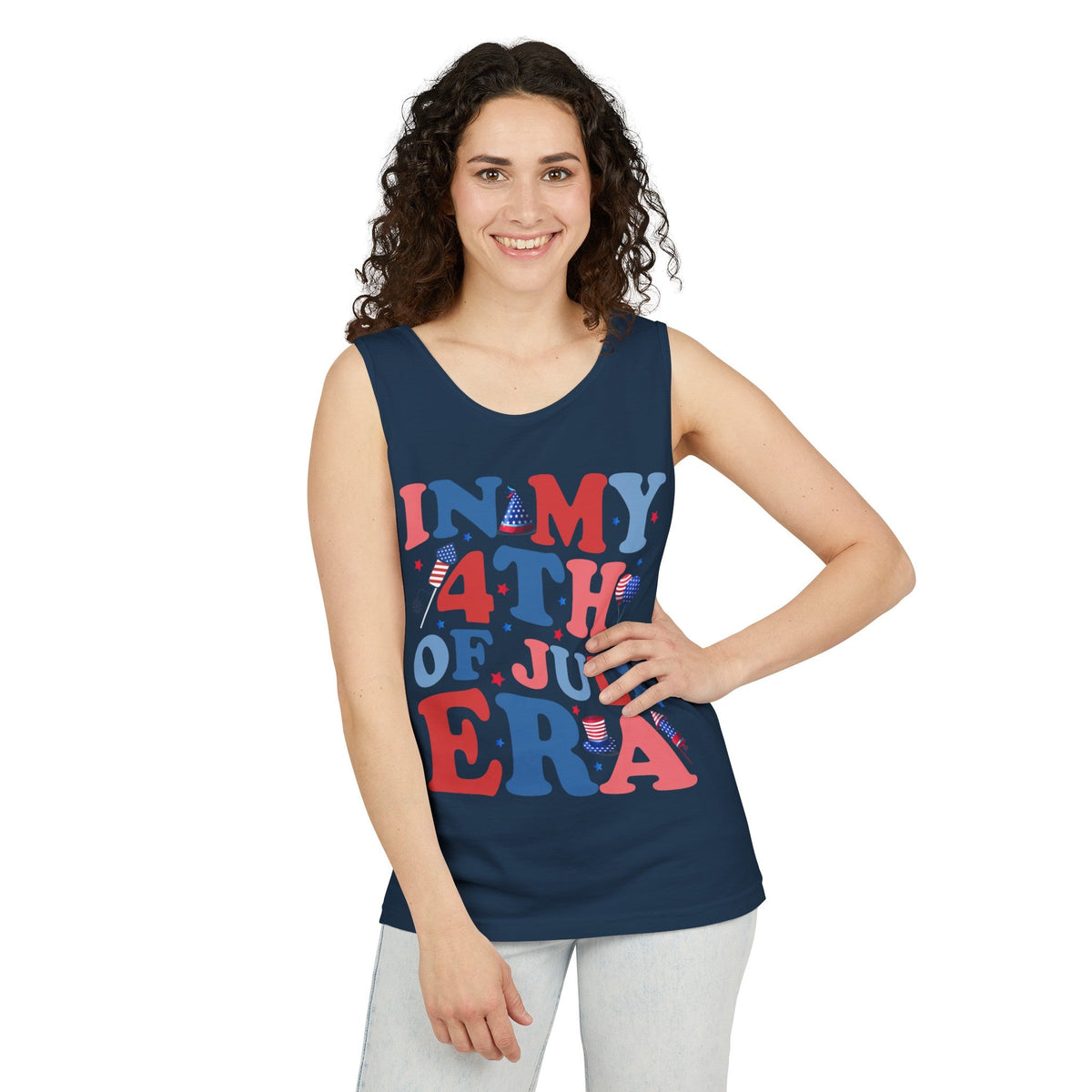 in My 4th of July Era Unisex Garment-Dyed Tank Top