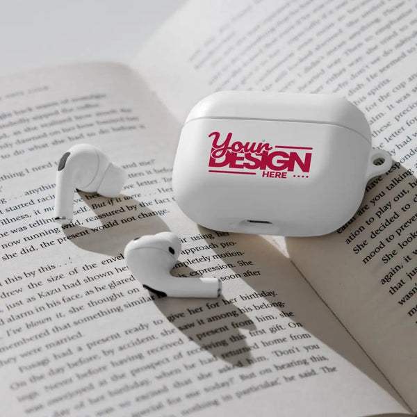 Custom AirPods Case with Photo or Text – Personalized AirPods Pro Case – Rubber Shockproof TPU Cover with Carabiner – Wireless Charging Compatible Gift Merch Crafters