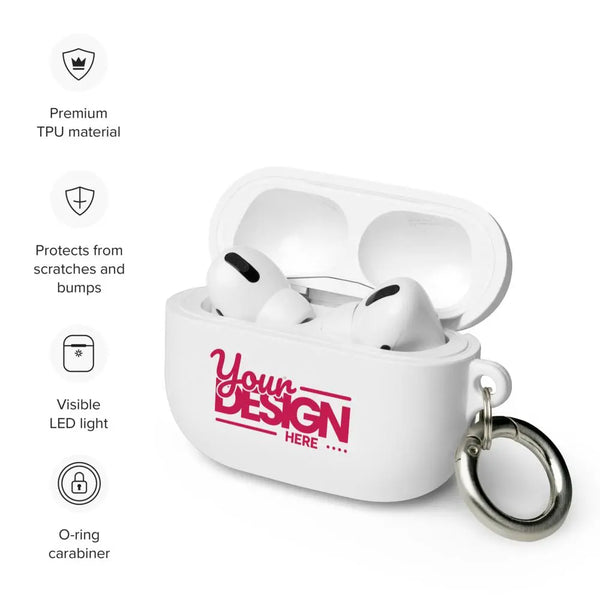 Custom AirPods Case with Photo or Text – Personalized AirPods Pro Case – Rubber Shockproof TPU Cover with Carabiner – Wireless Charging Compatible Gift Merch Crafters